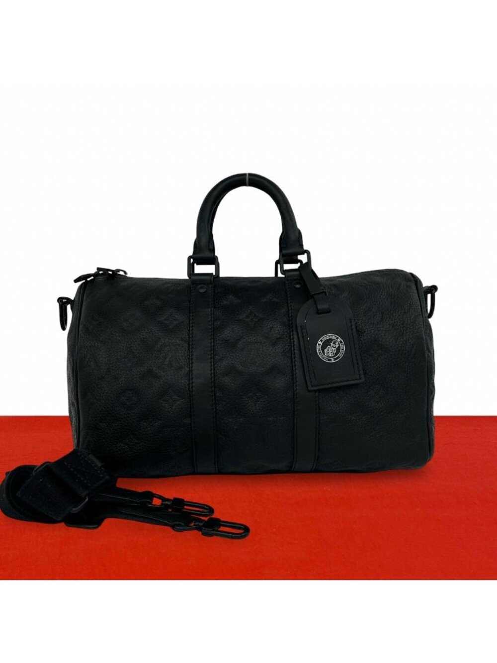 Louis Vuitton Keepall 35 Bandouliere Monogram Leather 2-Way Shoulder Bag Black